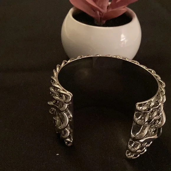 Silver heavy metal slip on bracelet - Picture 2 of 4